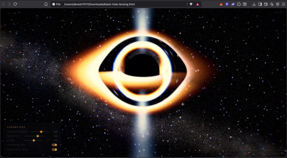 One-Prompt Black Hole Simulation